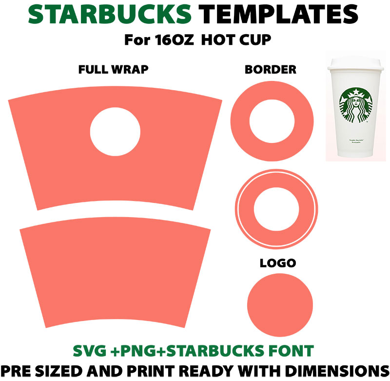 Starbucks full wrap template for Venti 24 oz cold cup SVG | Starbucks  Template SVG-EPS | Pre-Sized full wrap Template for Starbuck cold cup