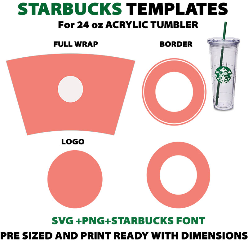 Full Wrap resizable Tik tok Coffee cup for reusable Venti cold cups 24 fl  oz tumbler template